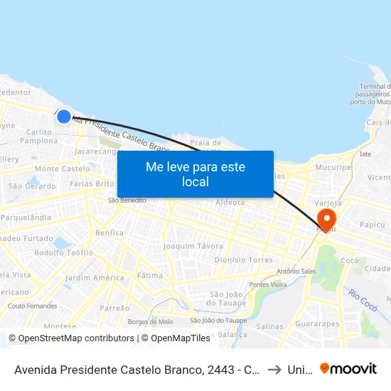 Avenida Presidente Castelo Branco, 2443 - Carlito Pamplona to Uninta map
