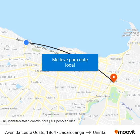 Avenida Leste Oeste, 1864 - Jacarecanga to Uninta map
