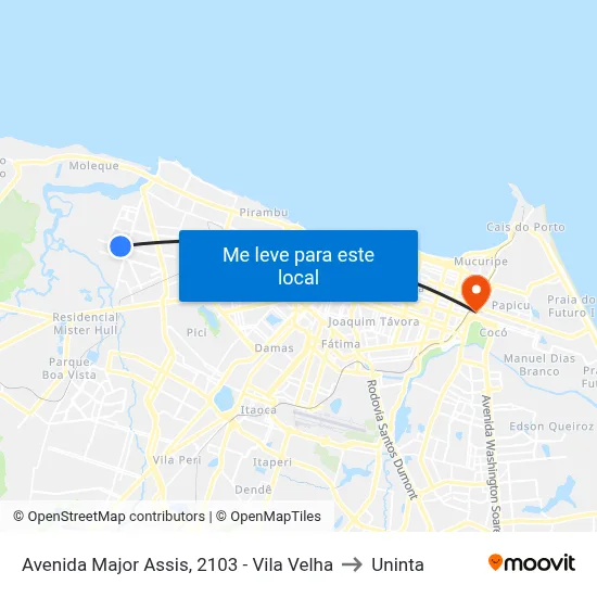 Avenida Major Assis, 2103 - Vila Velha to Uninta map