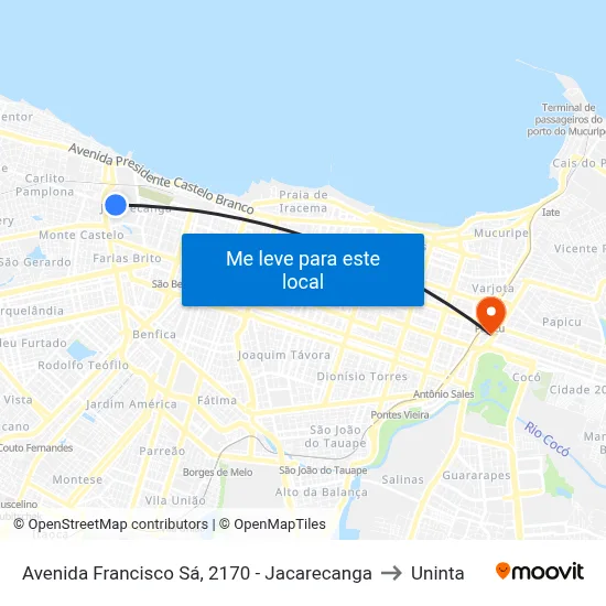 Avenida Francisco Sá, 2170 - Jacarecanga to Uninta map