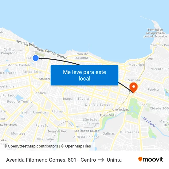 Avenida Filomeno Gomes, 801 - Centro to Uninta map