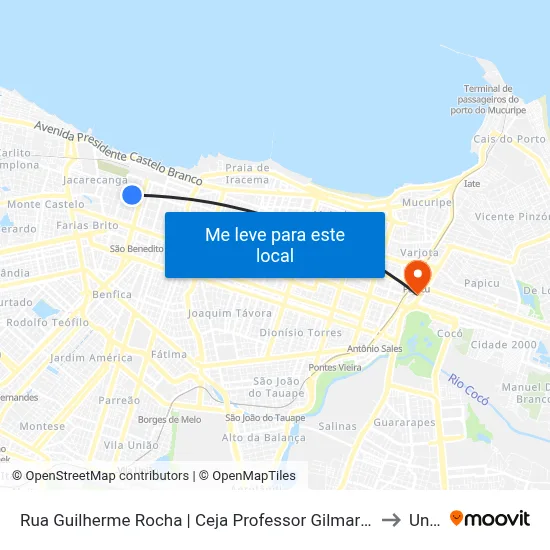 Rua Guilherme Rocha | Ceja Professor Gilmar Maia De Sousa - Centro to Uninta map