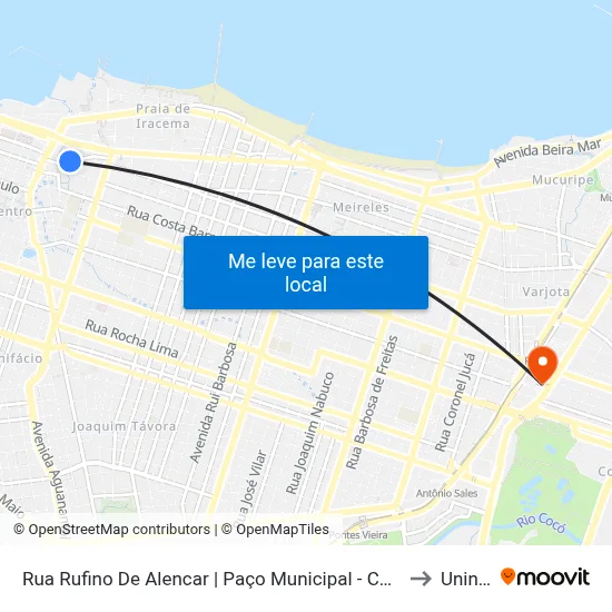 Rua Rufino De Alencar | Paço Municipal - Centro to Uninta map