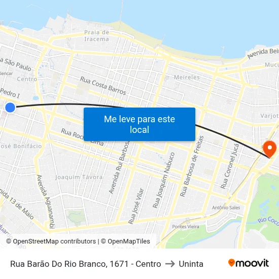 Rua Barão Do Rio Branco, 1671 - Centro to Uninta map