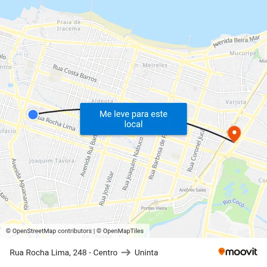 Rua Rocha Lima, 248 - Centro to Uninta map
