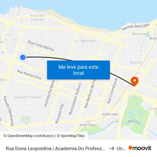 Rua Dona Leopoldina | Academia Do Professor Darcy Ribeiro - Centro to Uninta map