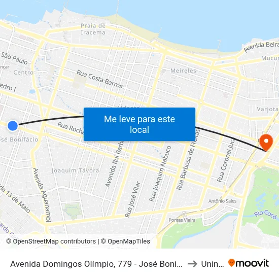 Avenida Domingos Olímpio, 779 - José Bonifácio to Uninta map