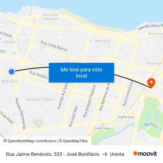 Rua Jaime Benévolo, 535 - José Bonifácio to Uninta map