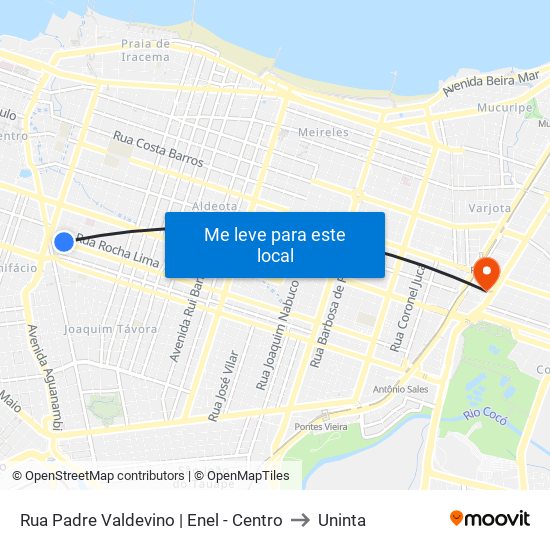Rua Padre Valdevino | Enel - Centro to Uninta map