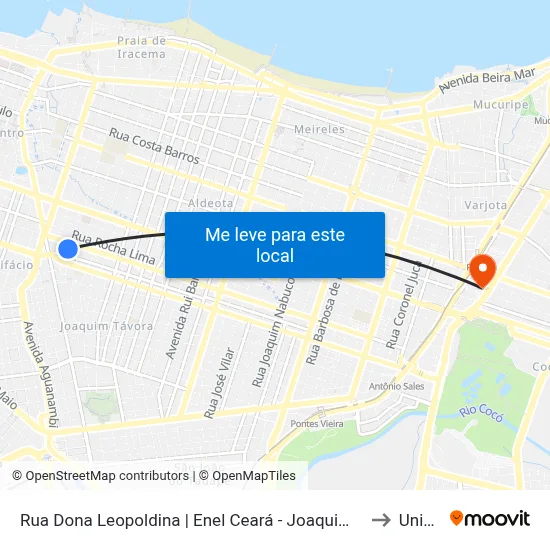 Rua Dona Leopoldina | Enel Ceará - Joaquim Távora to Uninta map