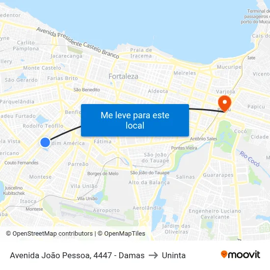 Avenida João Pessoa, 4447 - Damas to Uninta map