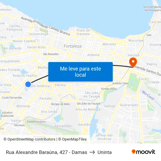 Rua Alexandre Baraúna, 427 - Damas to Uninta map