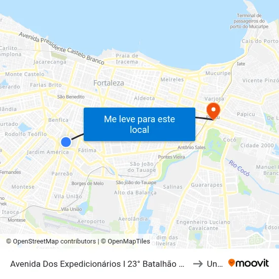 Avenida Dos Expedicionários I 23° Batalhão De Caçadores - Fátima to Uninta map
