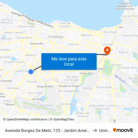 Avenida Borges De Melo, 125 - Jardim América to Uninta map