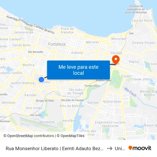 Rua Monsenhor Liberato | Eemti Adauto Bezerra - Fátima to Uninta map