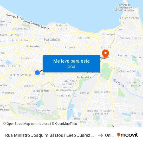 Rua Ministro Joaquim Bastos | Eeep Juarez Távora - Fátima to Uninta map