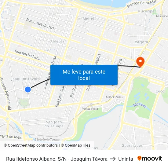 Rua Ildefonso Albano, S/N - Joaquim Távora to Uninta map