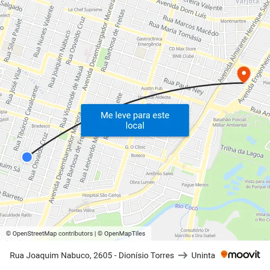 Rua Joaquim Nabuco, 2605 - Dionísio Torres to Uninta map
