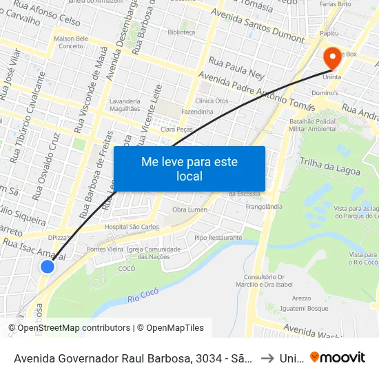 Avenida Governador Raul Barbosa, 3034 - São João Do Tauape to Uninta map
