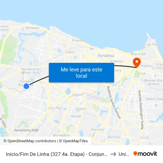Início/Fim De Linha (327 4a. Etapa)  - Conjunto Ceará I to Uninta map
