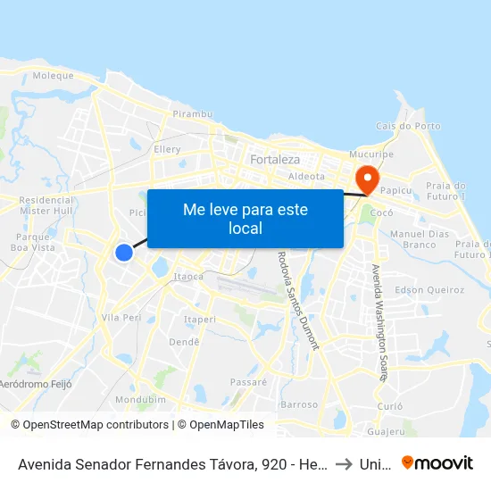 Avenida Senador Fernandes Távora, 920 - Henrique Jorge to Uninta map