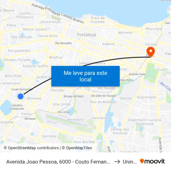 Avenida Joao Pessoa, 6000 - Couto Fernandes to Uninta map