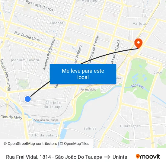 Rua Frei Vidal, 1814 - São João Do Tauape to Uninta map