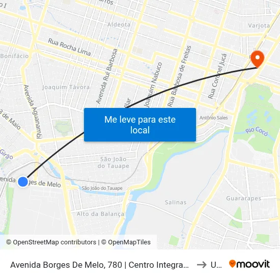 Avenida Borges De Melo, 780 | Centro Integrado De Segurança Pública - Aeroporto to Uninta map