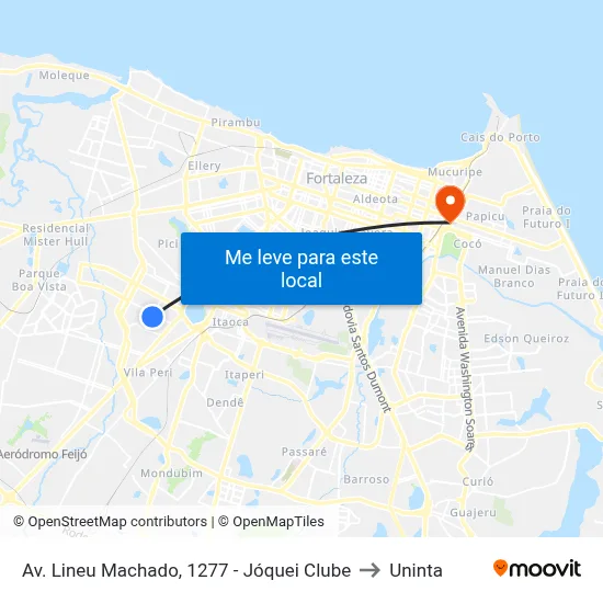 Av. Lineu Machado, 1277 - Jóquei Clube to Uninta map
