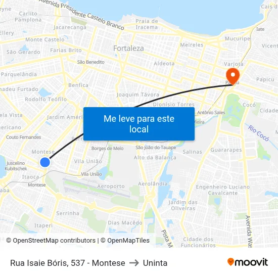 Rua Isaie Bóris, 537 - Montese to Uninta map