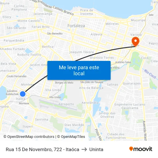 Rua 15 De Novembro, 722 - Itaóca to Uninta map