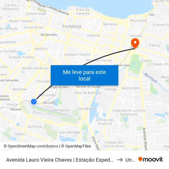 Avenida Lauro Vieira Chaves | Estação Expedicionários - Aeroporto to Uninta map