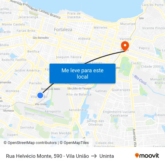 Rua Helvécio Monte, 590 - Vila União to Uninta map