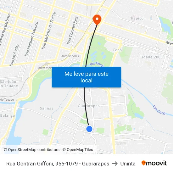 Rua Gontran Giffoni, 955-1079 - Guararapes to Uninta map