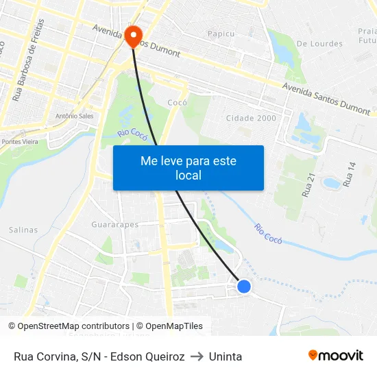 Rua Corvina, S/N - Edson Queiroz to Uninta map