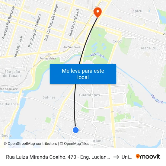 Rua Luiza Miranda Coelho, 470 - Eng. Luciano Cavalcante to Uninta map