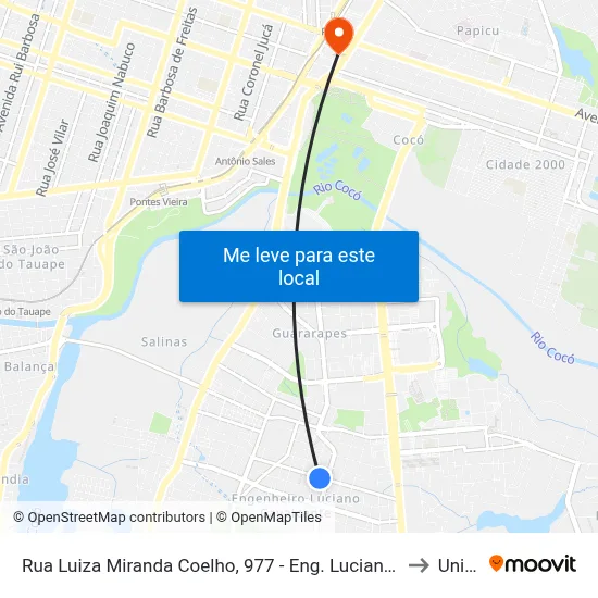 Rua Luiza Miranda Coelho, 977 - Eng. Luciano Cavalcante to Uninta map