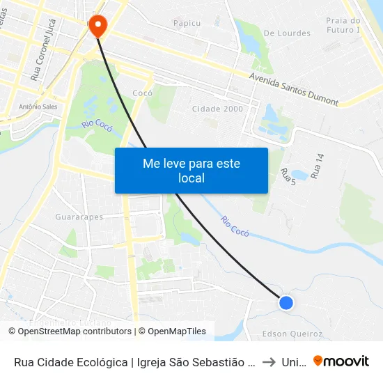 Rua Cidade Ecológica | Igreja São Sebastião - Edson Queiroz to Uninta map