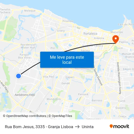 Rua Bom Jesus, 3335 - Granja Lisboa to Uninta map