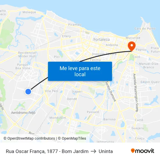 Rua Oscar França, 1877 - Bom Jardim to Uninta map