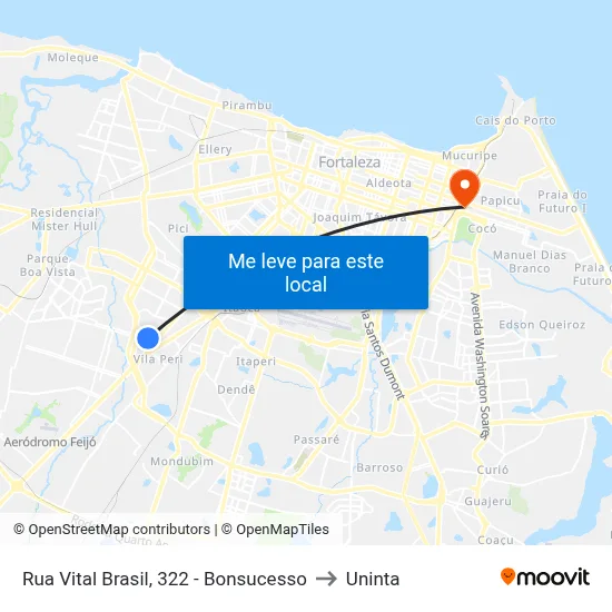 Rua Vital Brasil, 322 - Bonsucesso to Uninta map