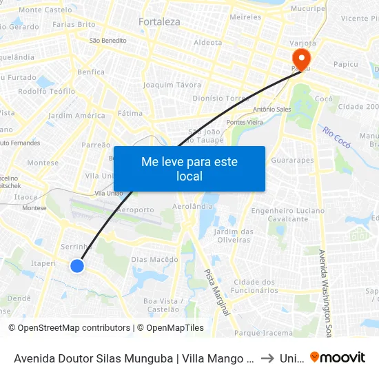 Avenida Doutor Silas Munguba | Villa Mango Open Mall - Itaperi to Uninta map