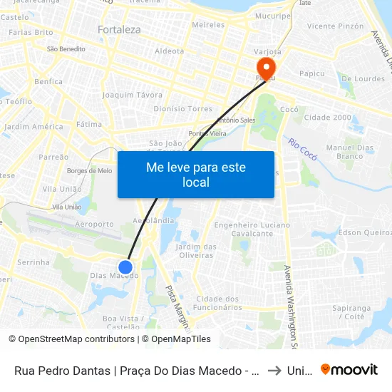 Rua Pedro Dantas | Praça Do Dias Macedo - Dias Macedo to Uninta map
