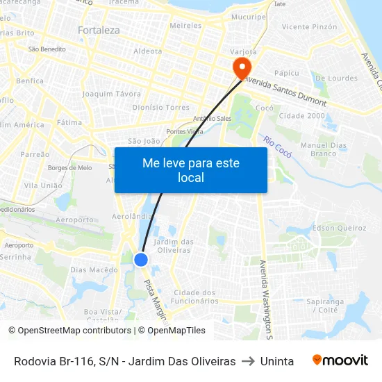 Rodovia Br-116, S/N - Jardim Das Oliveiras to Uninta map