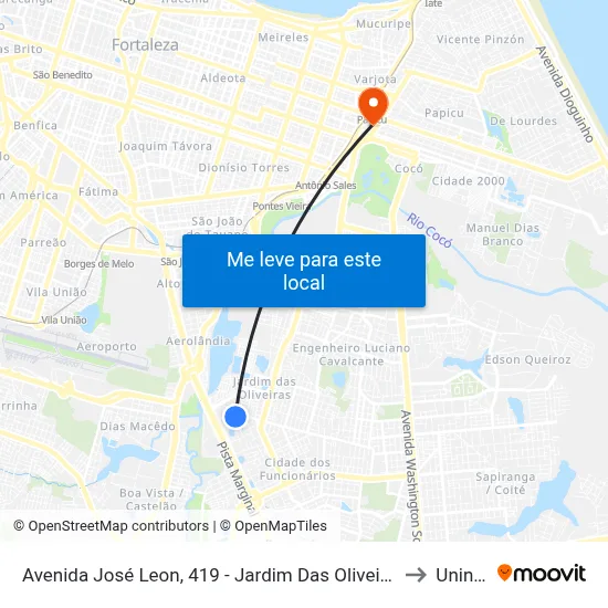 Avenida José Leon, 419 - Jardim Das Oliveiras to Uninta map