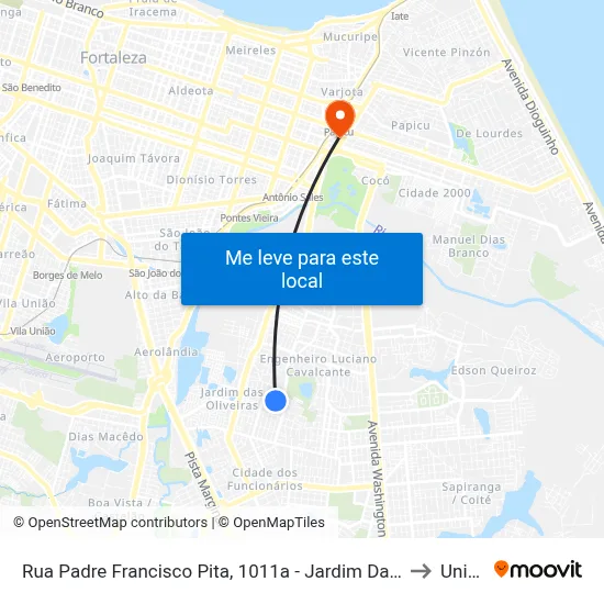 Rua Padre Francisco Pita, 1011a - Jardim Das Oliveiras to Uninta map