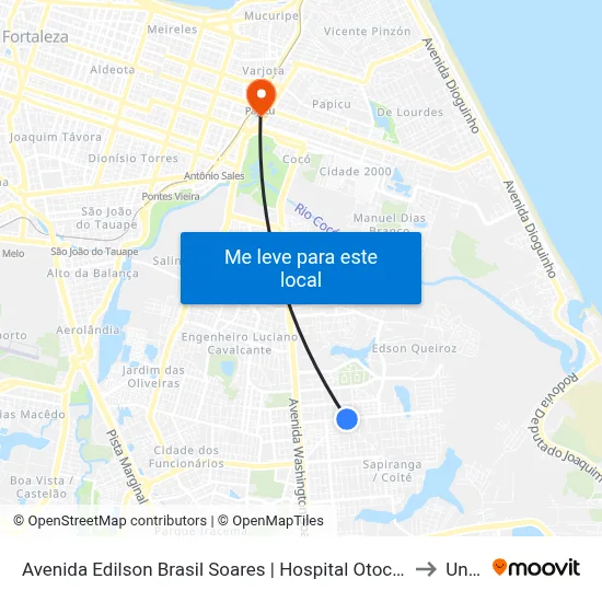 Avenida Edilson Brasil Soares | Hospital Otoclínica Sul - Sapiranga to Uninta map
