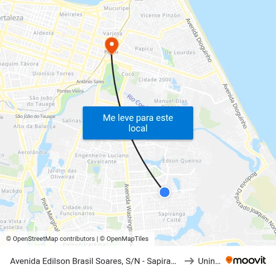 Avenida Edilson Brasil Soares, S/N - Sapiranga to Uninta map