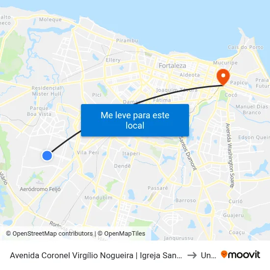 Avenida Coronel Virgílio Nogueira | Igreja Santa Cecília - Granja Lisboa to Uninta map