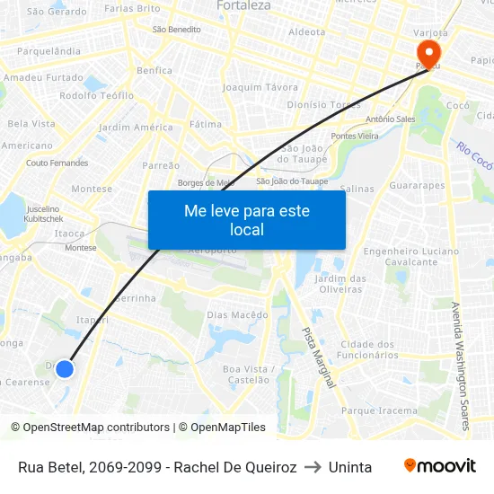 Rua Betel, 2069-2099 - Rachel De Queiroz to Uninta map